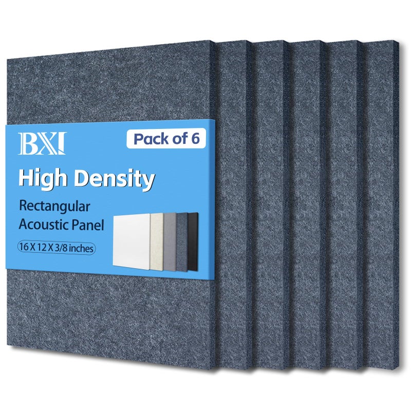 BXI Sound Absorber - 16 X 12 X 3/8 Inches 6 Pack High Density Acoustic Absorption Panel, Sound Absorbing Panels Reduce Echo Reverb, Tackable Acoustic Panels for Wall and Ceiling Acoustic Treatment - Image 1